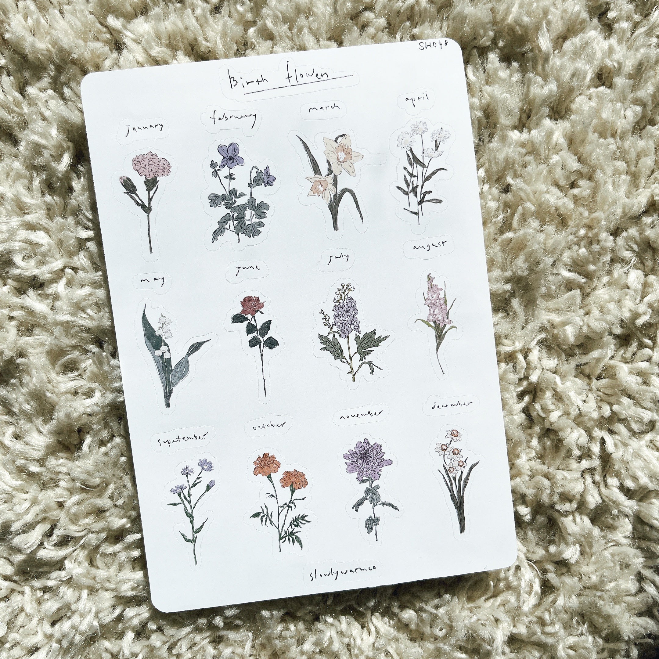 sticker sheet | birth flowers | wild flowers