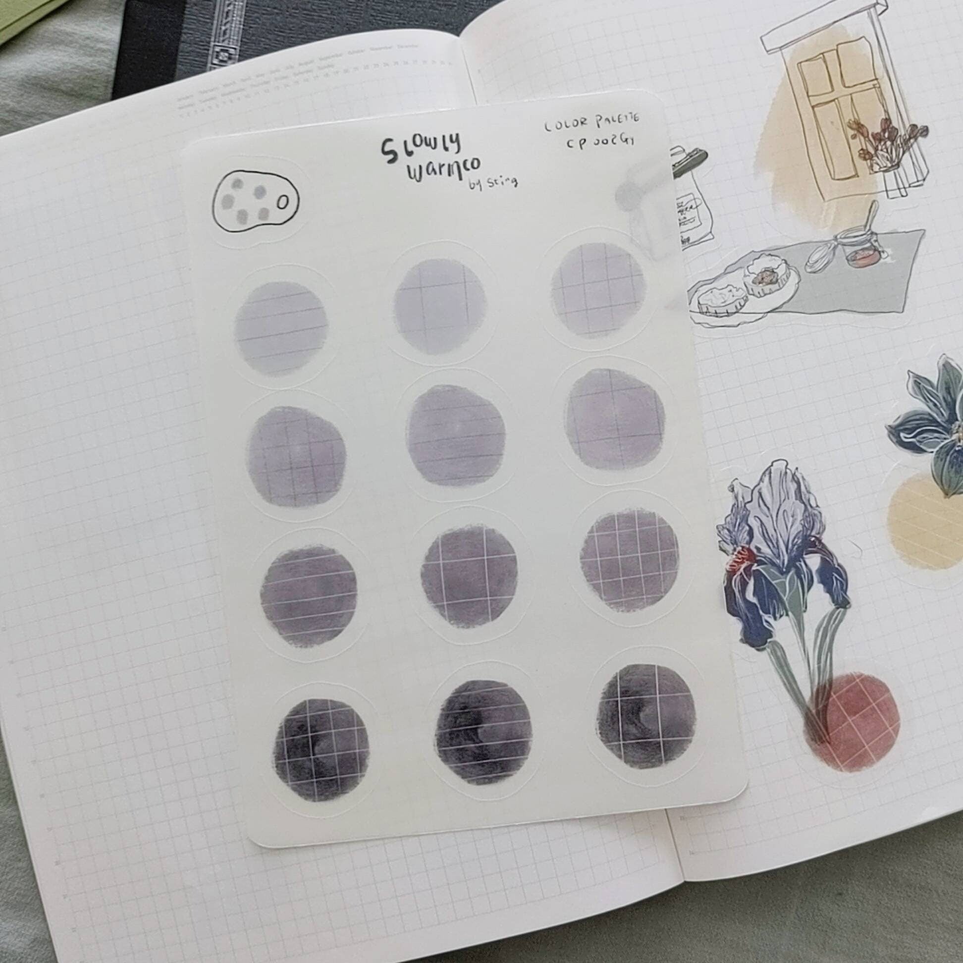 sticker sheet | basic color palette | grid | dots