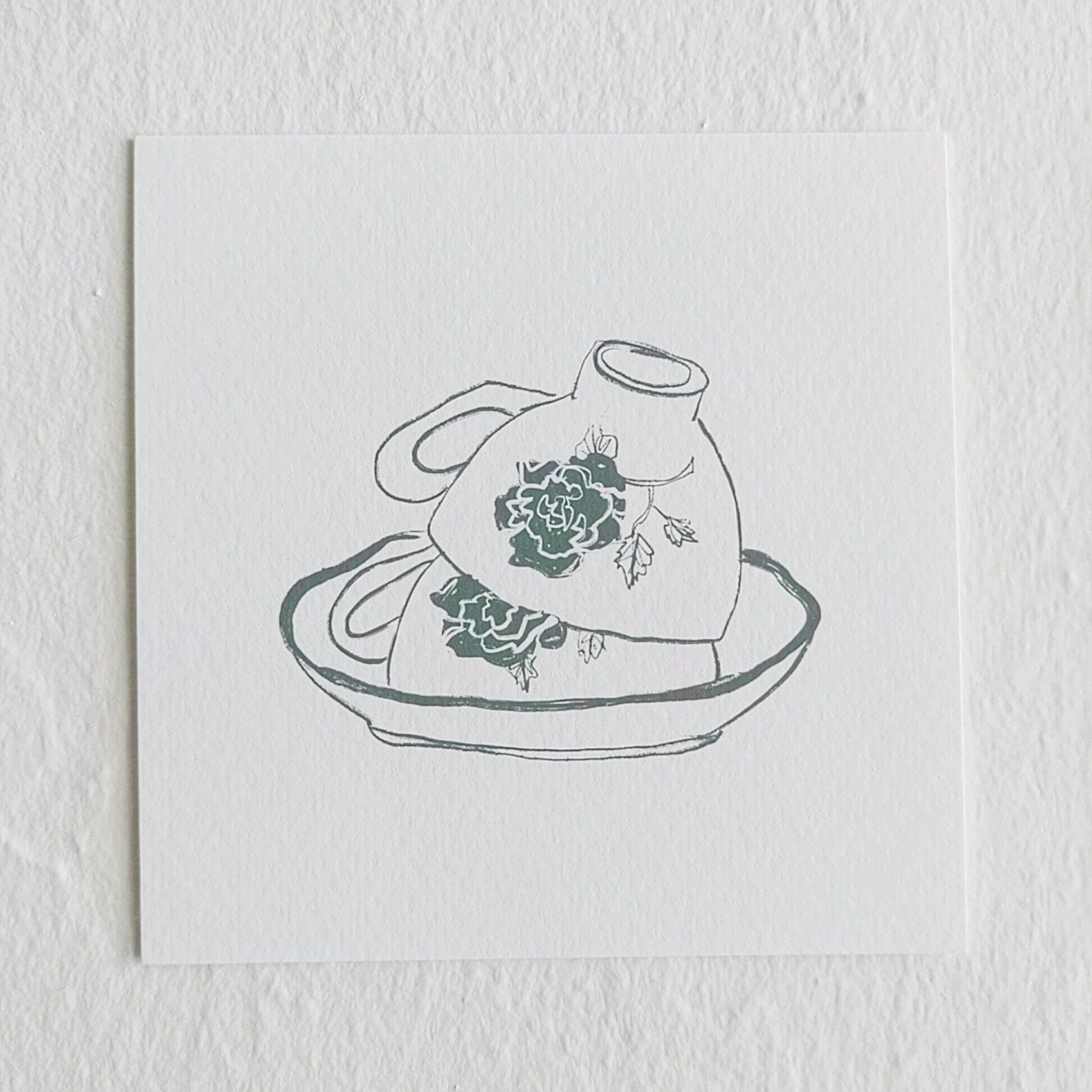 4x4 inches small wall art prints | tea time | matcha green