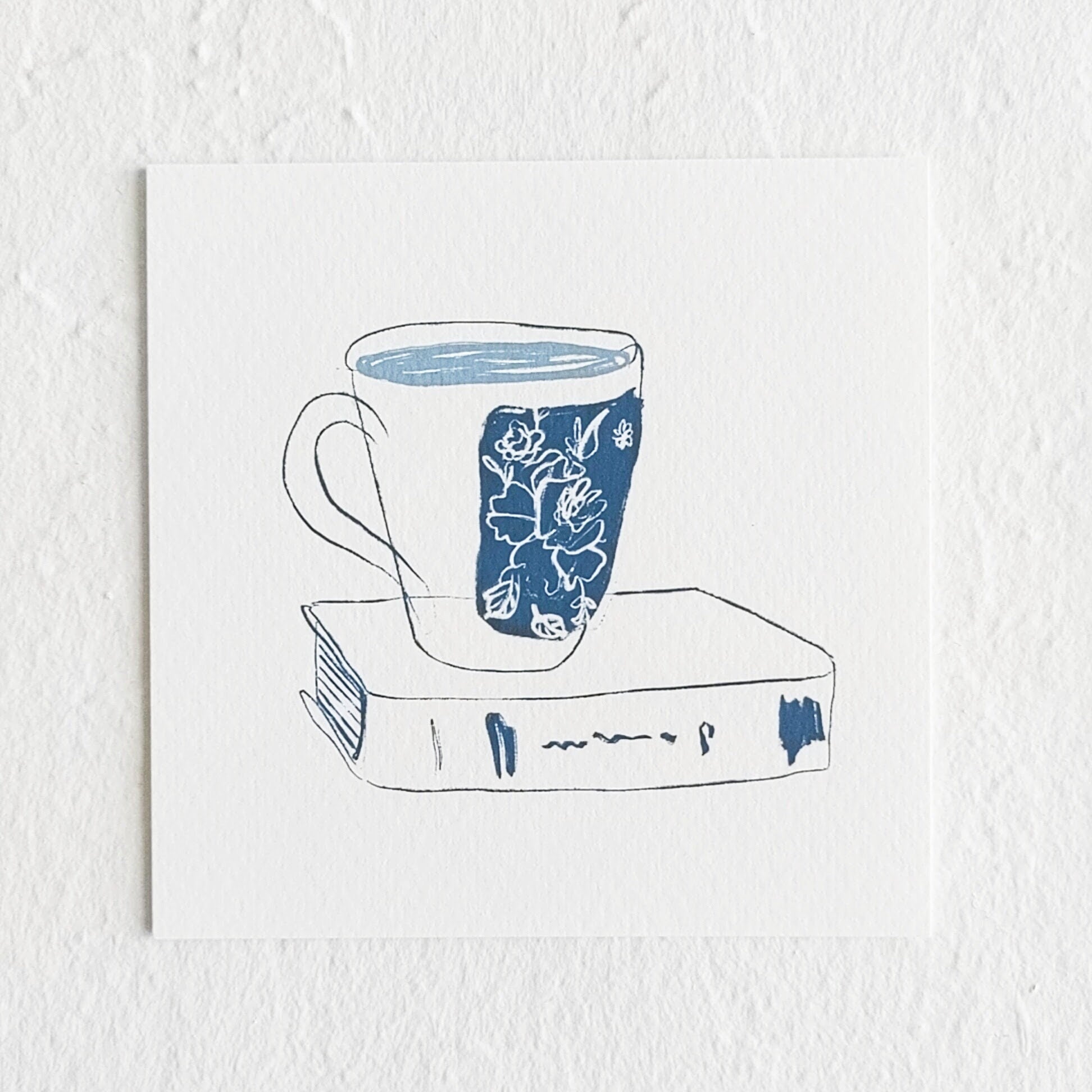 4x4 inches small wall art prints | tea time | china blue